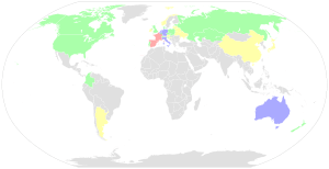 A map of the world showing the amount of riders per nation represented in the race.