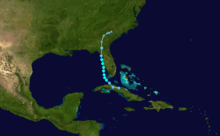 A small storm forms off the coast of Cuba and continues northward before making landfall in Florida as a tropical storm