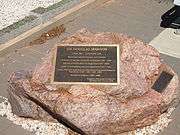 Plaque on boulder marking Mawson's grave