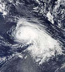 Nadine after becoming a hurricane on September 15. An eye is not visible.