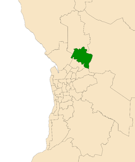 Map of Adelaide, South Australia with electoral district of Napier highlighted