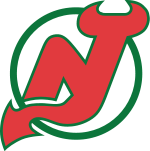 Inside a white circle with green borders, the letters "N" and "J" in red with green outlines joined together, with the "J" having devil horns at the top and a pointed tail at the bottom.