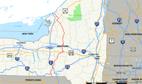 New York State Route 26 runs for just over 200 miles (325 km) through Central New York from the Pennsylvania state line to near the Canadian border.