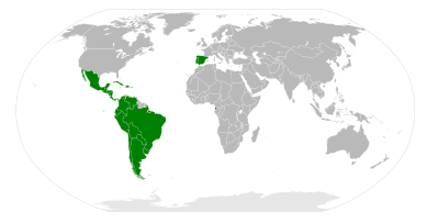 Members (green) of the Organization of Ibero-American States.
