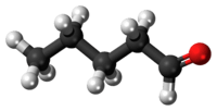 Ball-and-stick model of the pentanal molecule