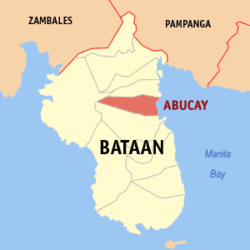 Map of Bataan showing the location of Abucay