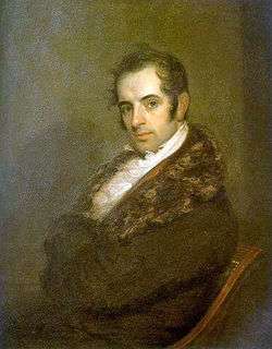 Washington Irving as a young man, in coat with fur collar.