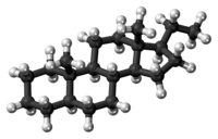 Ball-and-stick model of the pregnane molecule