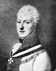 Print of Prince Rosenberg in white uniform with curly light-colored hair