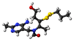 Ball-and-stick model of the prosultiamine molecule