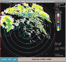 Radar image of a storm moving over Newfoundland