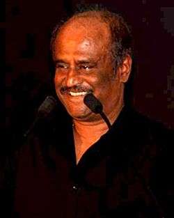 Rajinikanth is seen looking away from the camera.