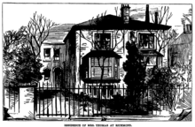 Drawing of a suburban semi-detached house with a prominent bay window at the front and a deeply recessed entrance door