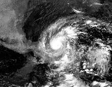A satellite image revealing a well-developed hurricane hours before landfall.