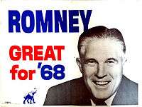 1968 campaign poster showing a smiling George Romney