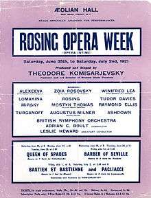 Rosing Opera Week - June 1921
