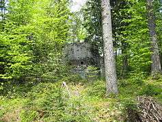 photo of a small bunker in the woods