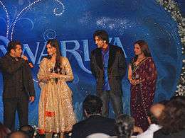 Salman Khan, Sonam Kapoor, Ranbir Kapoor and Rani Mukerji stand on stage