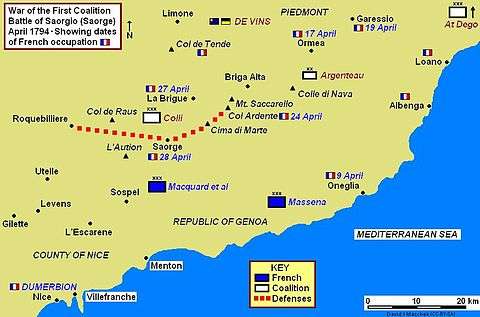 Map of battle area on French-Italian border