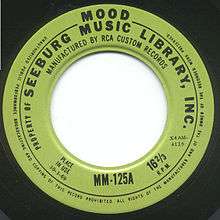 Muzak vinyl record, with light-green label and large hole