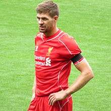 Gerrard playing for Liverpool F.C. in 2014