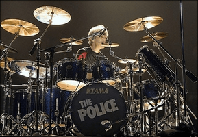 Stewart Copeland with three splash cymbals