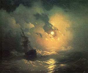 Aivazovsky painting Stormy Sea in Night from 1849