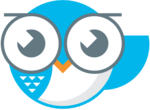 A blue-colored owl with glasses.