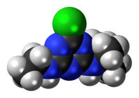 Space-filling model of the terbuthylazine molecule