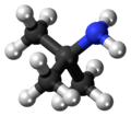 Ball and stick model of the tert-butylamine molecule