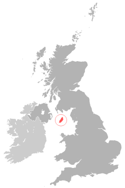 Location of the  Isle of Man  (red)in the British Isles  (red & grey)