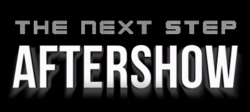 The logo used for The Next Step aftershow, using the main logo as well as the words "Aftershow" with a white shadow.