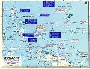 Map showing the strategic situation in the Western Pacific region, including the location of military units and military operations described in the article