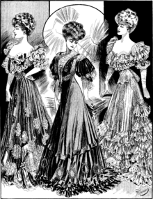 Illustration of three women wearing Boué Soeurs dresses