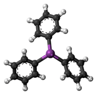 Ball-and-stick model of the triphenylstibine molecule