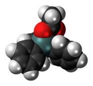 Space-filling model of the fentin acetate molecule