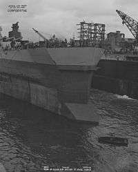 USS Washington with false bow fitted at Pearl Harbor