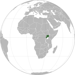 Location of  Uganda  (dark green)– in Africa  (light blue & dark grey)– in the African Union  (light blue)