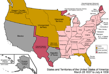 Map of the states and territories of the United States as it was from March 1837 to 1838.
