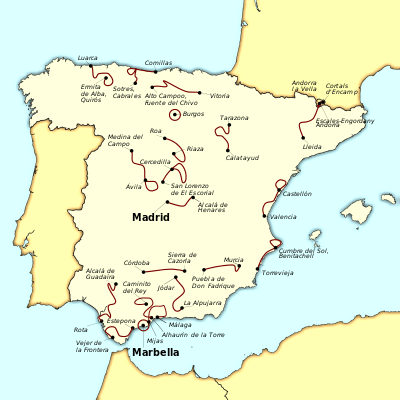 A map showing the location and route of each stage in the 2015 Vuelta a España