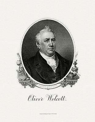 Bureau of Engraving and Printing portrait of Wolcott as Secretary of the Treasury.