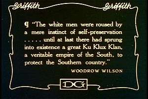 "The white men were roused by a mere instinct of self-preservation...until at last there had sprung into existence a great Ku Klux Klan, a veritable empire of the South, to protect the Southern country."