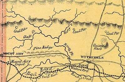  Old map showing railroad line and two communities