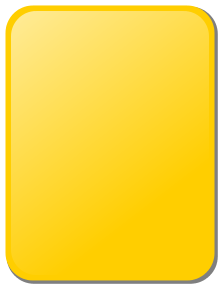 A yellow rectangle, denoting the yellow penalty card shown to a player being cautioned