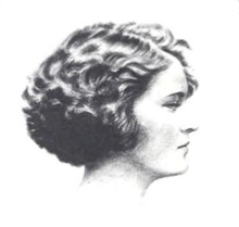 A profile drawing a woman with short wavy hair
