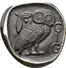 Emblem of the association, based on an Attic tetradrachm (about 430 B.C.) with the association's initials